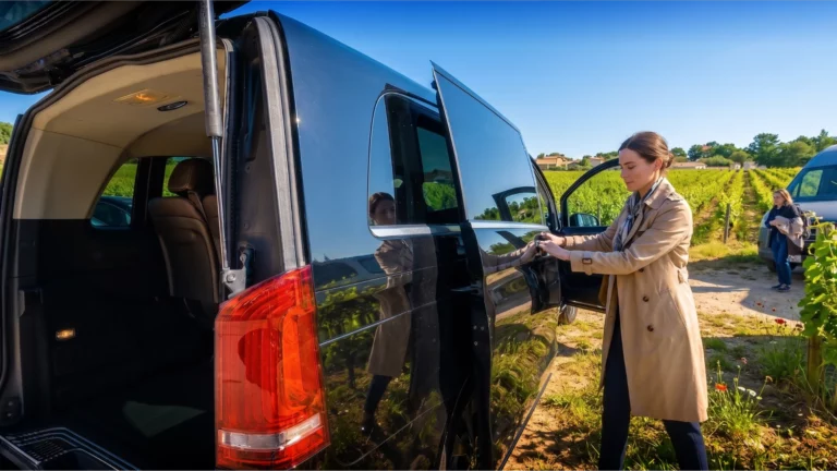 Alternative Loc Location Minibus Bordeaux Classe V en visite dans le Pessac Léognan avant de se rendre à l'Entre-Deux Mers.